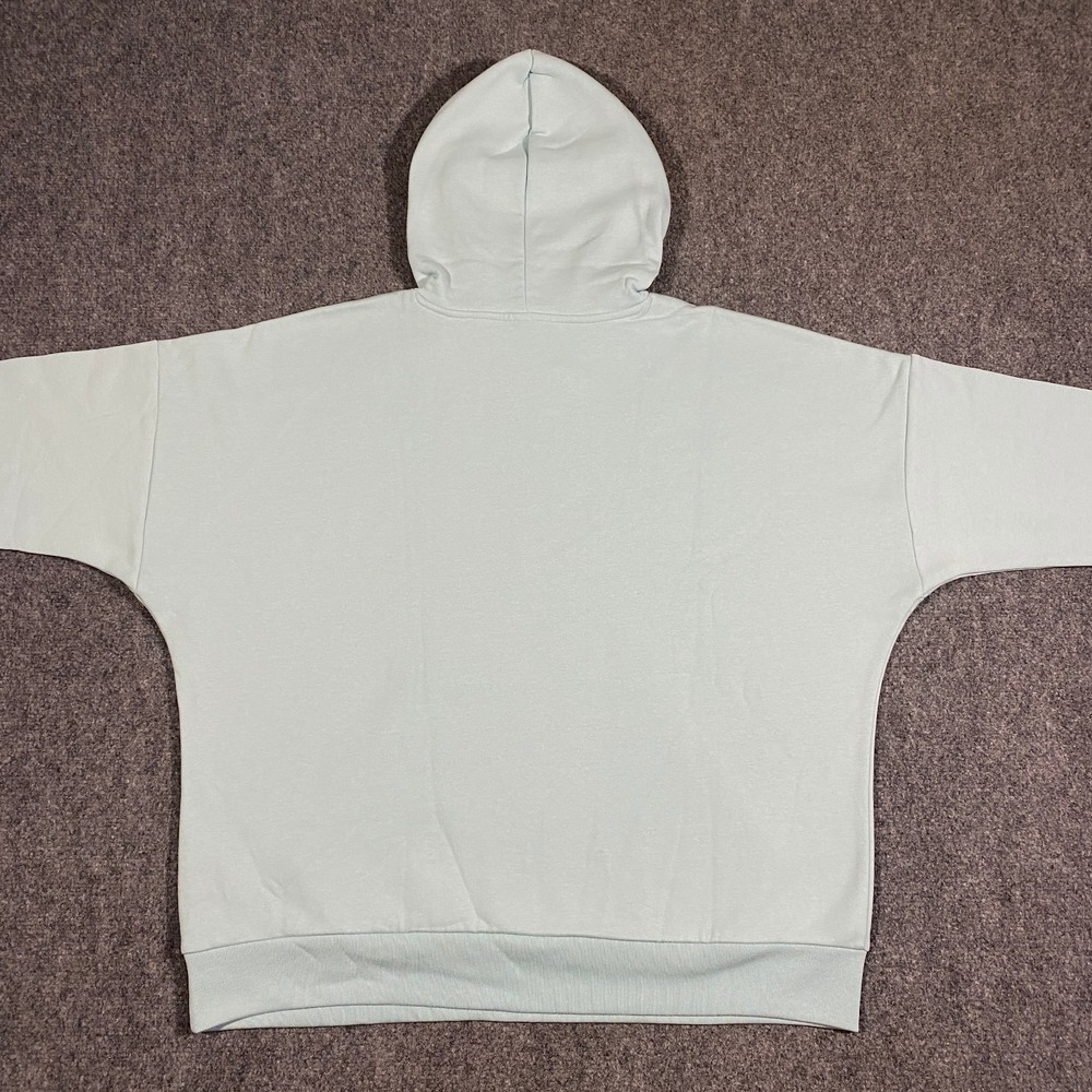 Adidas Trefoil Floral Logo Hoodie Womens XL Halo Mint Blue Flowers Pullover - Picture 16 of 16
